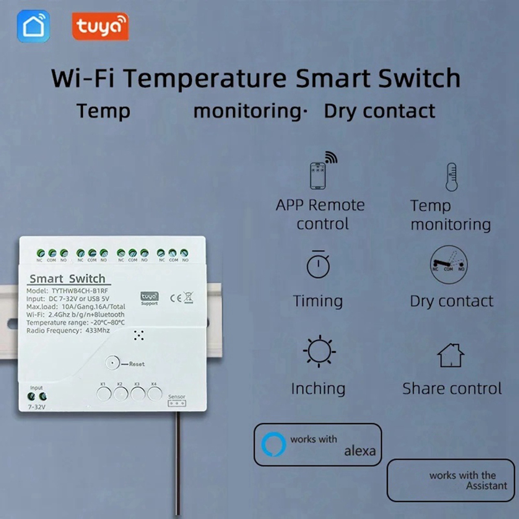 B44C 2X Tuya Wifi DC 7-32V 4 C - Tuya 4 Channel recension och pris