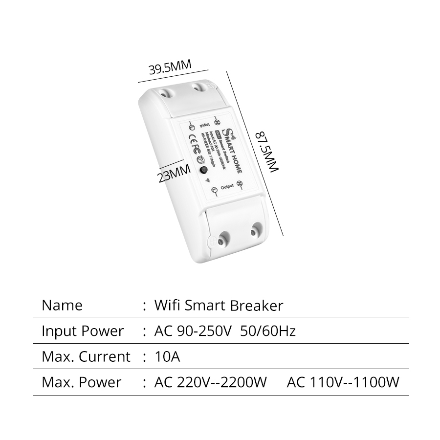 Tuya WiFi Smart Switch Breaker - Sonoff Basic recension och pris